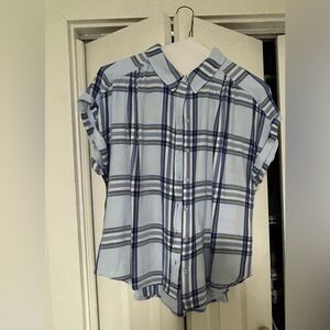 Button down blue plain blouse